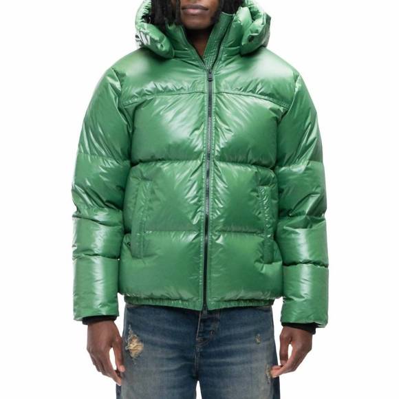 NEW PURPLE BRAND nylon down puffer jacket in formal garden